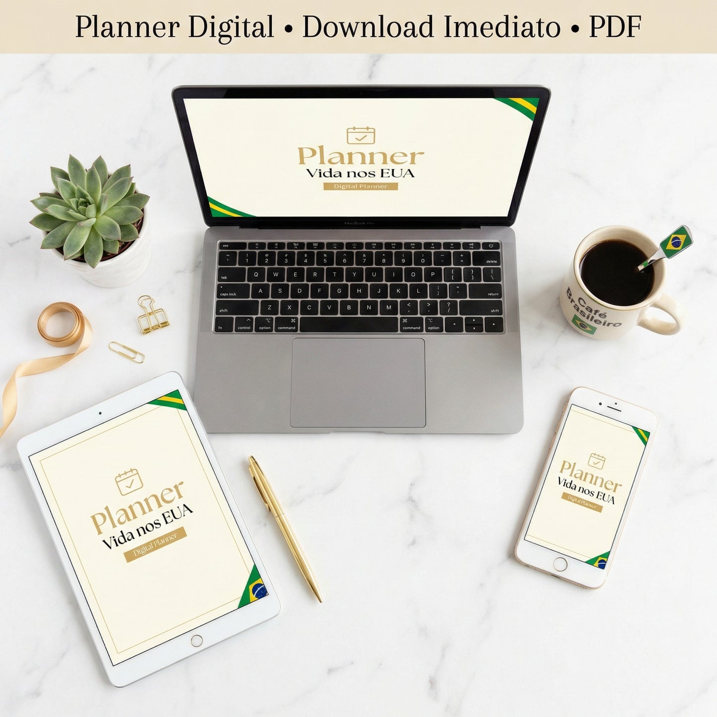 Planner Vida nos Estados Unidos - Planner Digital para Mulheres Brasileiras